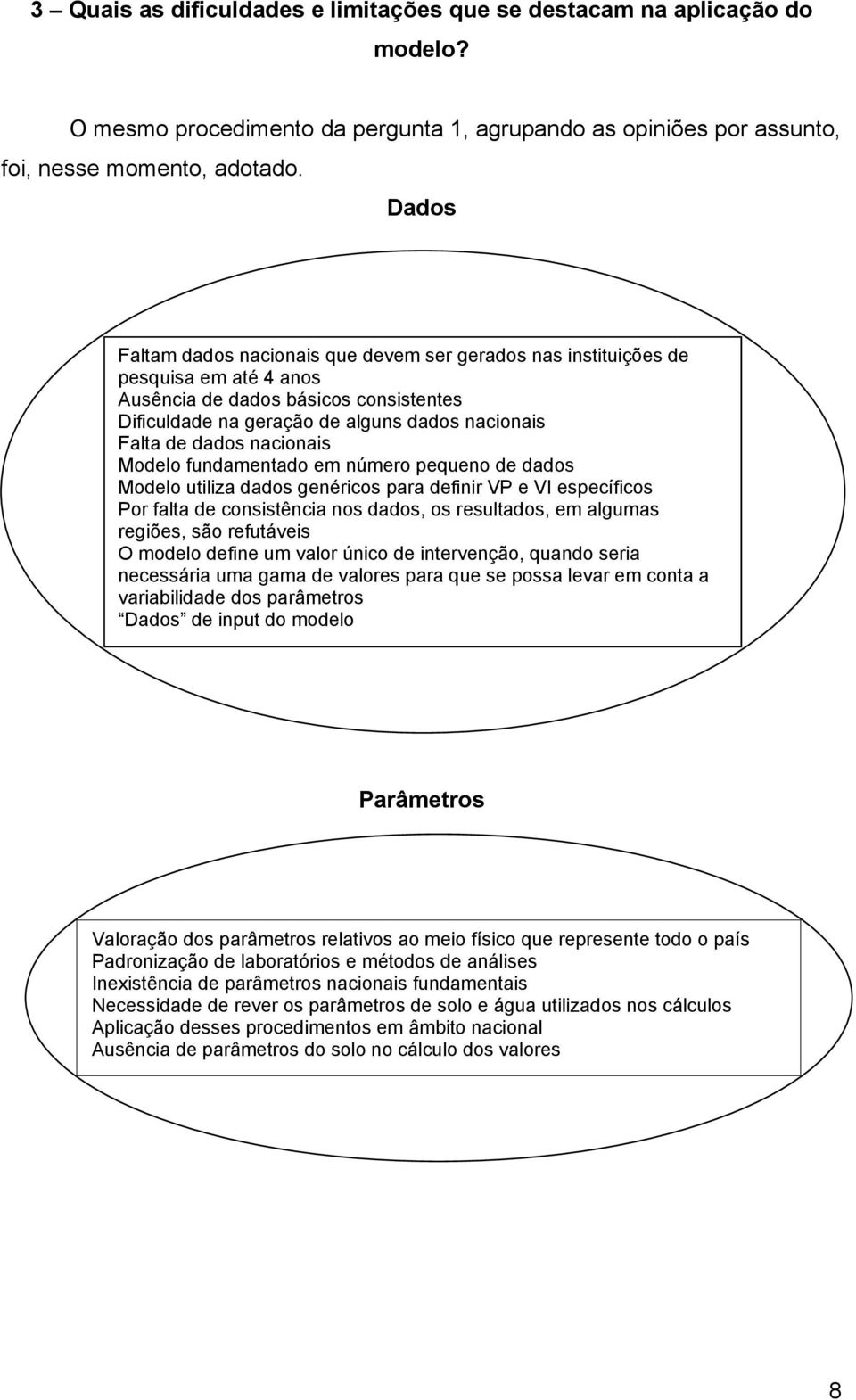 nacionais Modelo fundamentado em número pequeno de dados Modelo utiliza dados genéricos para definir VP e VI específicos Por falta de consistência nos dados, os resultados, em algumas regiões, são