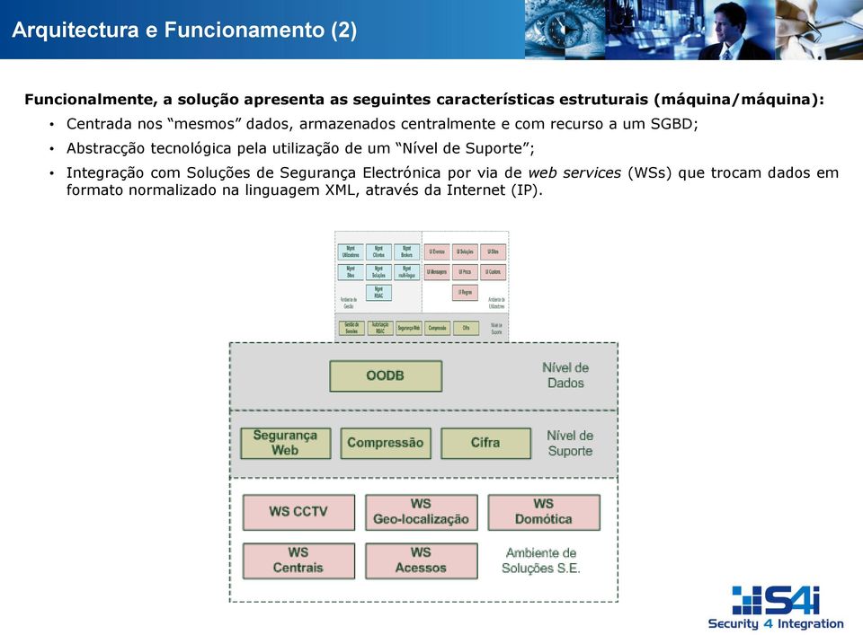 Abstracção tecnológica pela utilização de um Nível de Suporte ; Integração com Soluções de Segurança