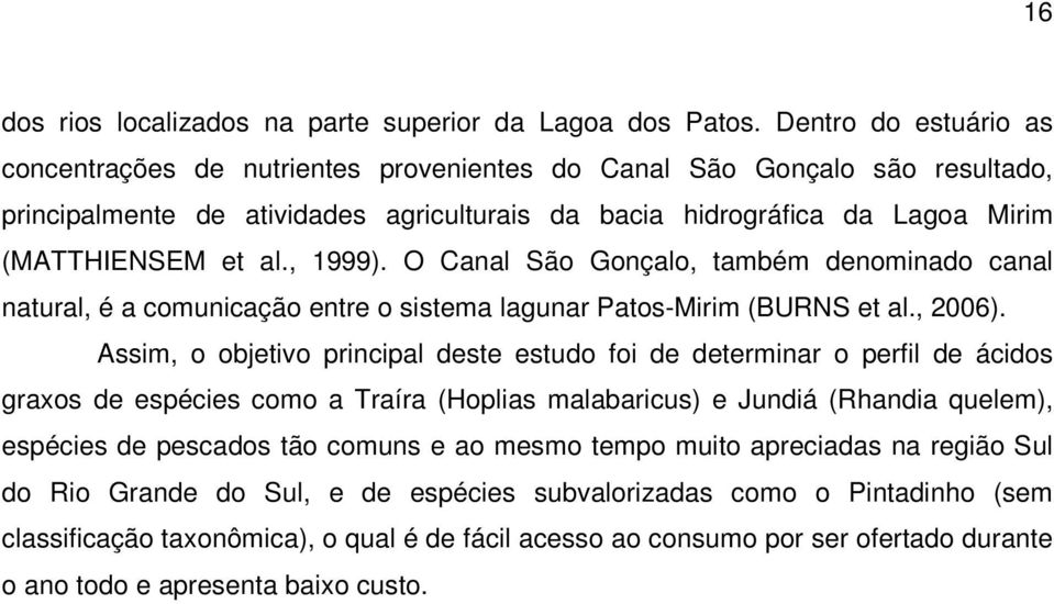 , 1999). O Canal São Gonçalo, também denominado canal natural, é a comunicação entre o sistema lagunar Patos-Mirim (BURNS et al., 2006).
