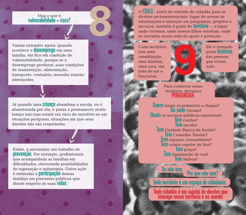 estarão ameaçadas desemprego 8 CRAS - porta de entrada do cidadão para os O direitos socioassistenciais- lugar de acesso às informações e inserção em programas projetos e serviços também é parte do o