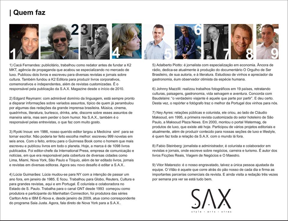 Também fundou a K2 Editora para produzir livros corporativos, comemorativos e independentes, além de revistas customizadas. É o responsável pela publicação da S.A.X. Magazine desde o início de 2010.