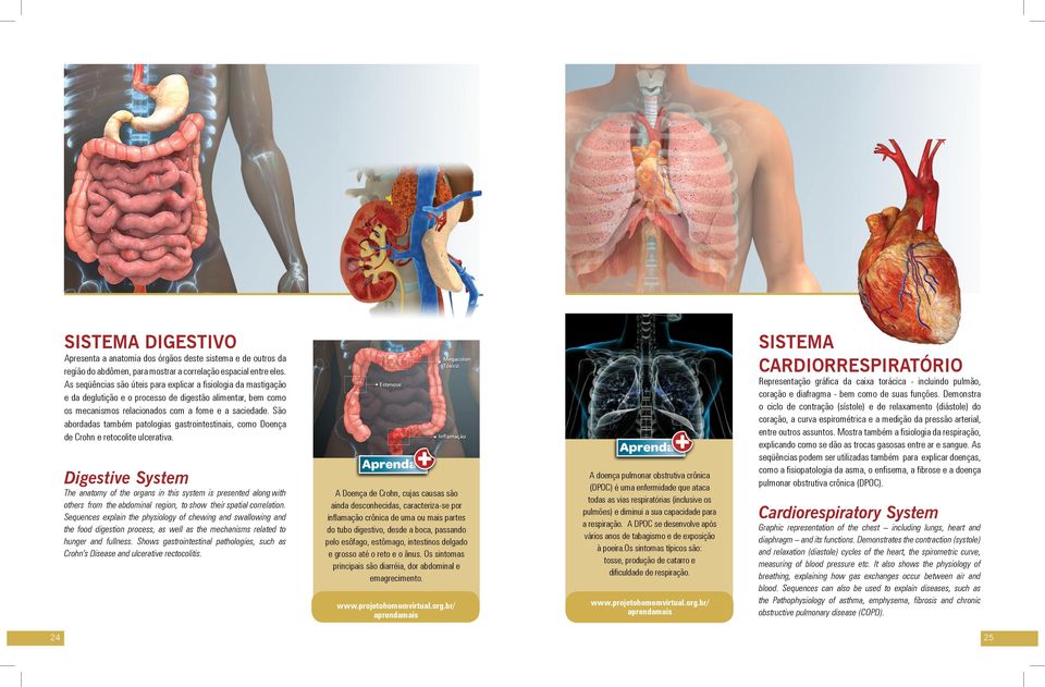 São abordadas também patologias gastrointestinais, como Doença de Crohn e retocolite ulcerativa.