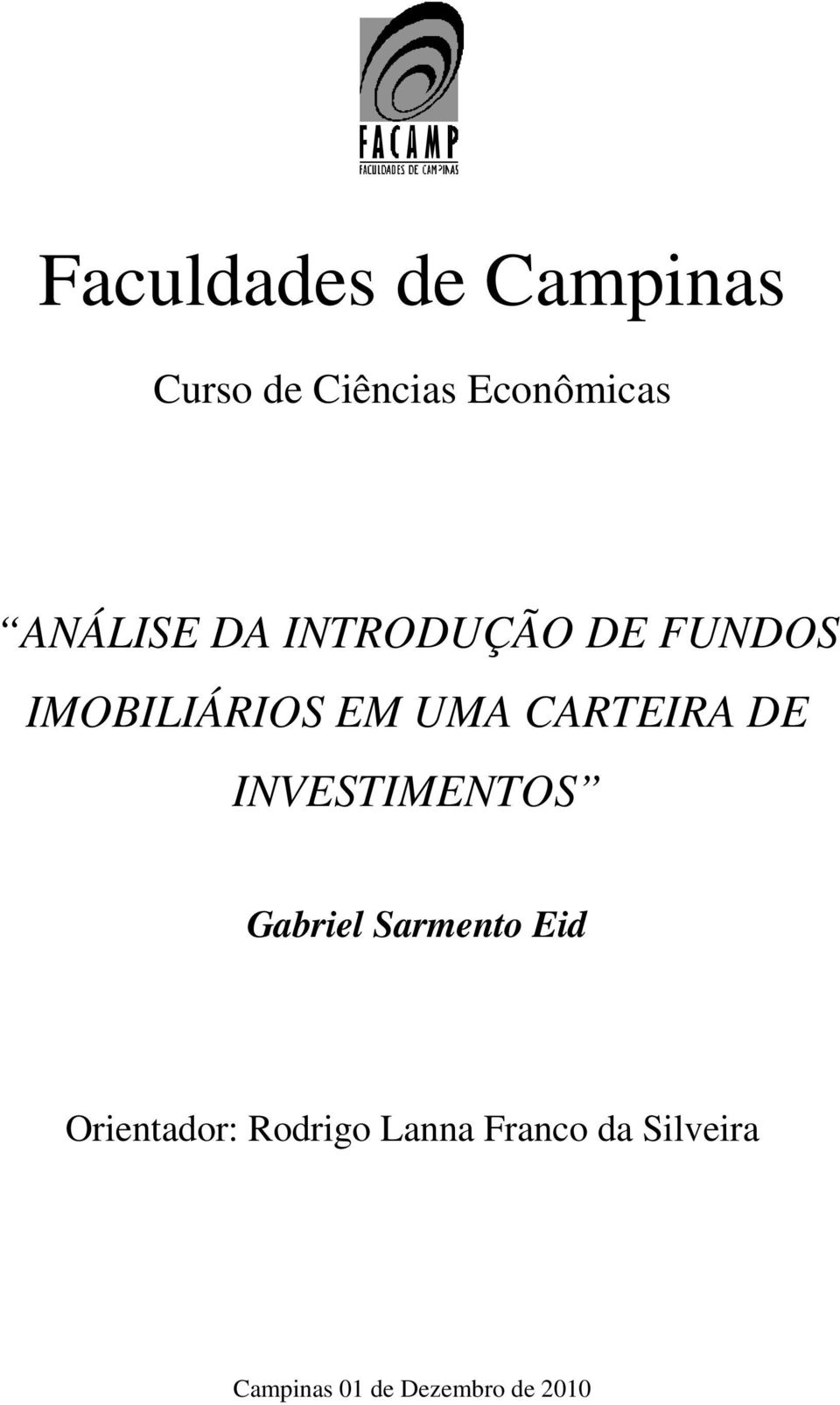 CARTEIRA DE INVESTIMENTOS Gabriel Sarmento Eid