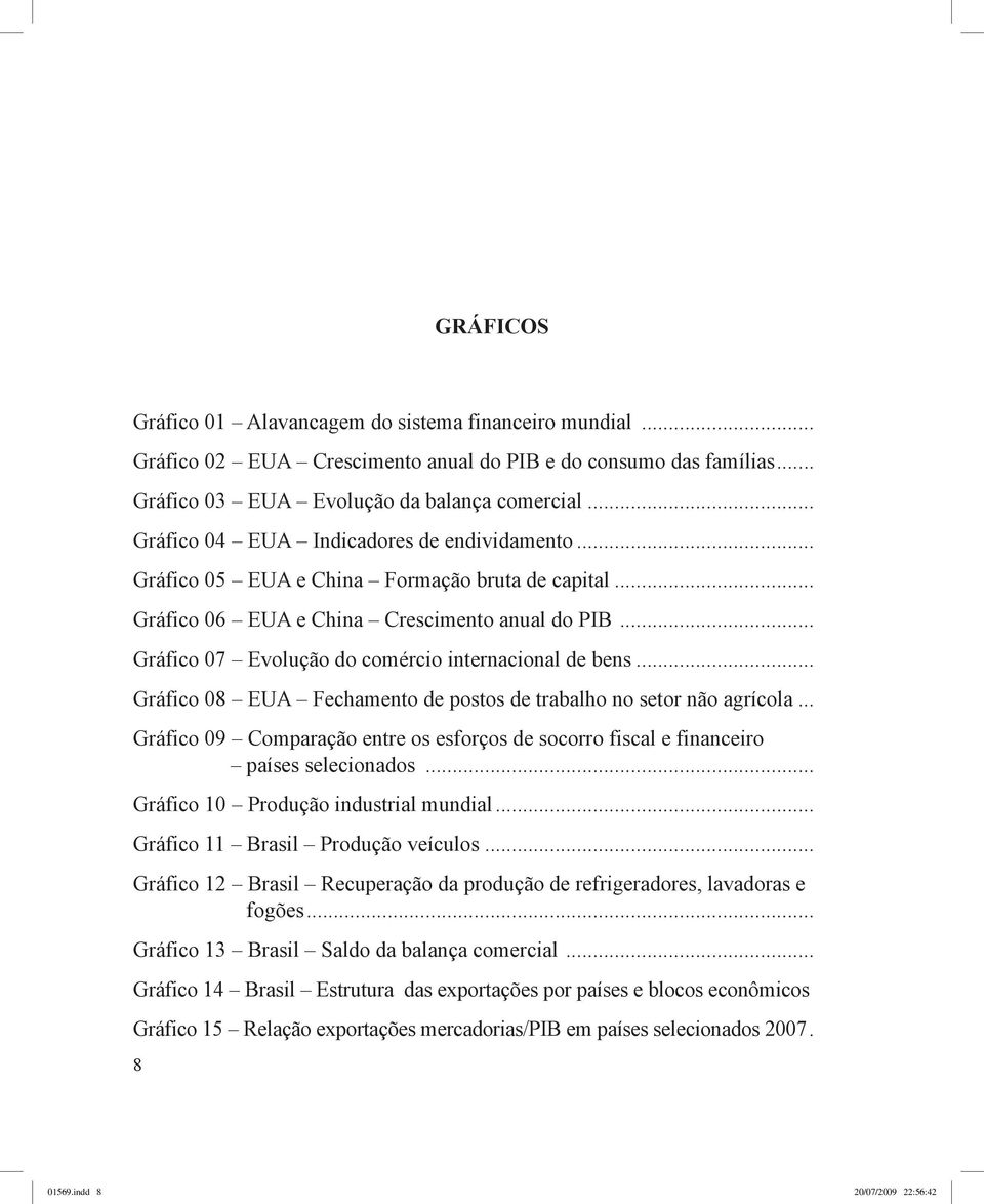 .. Gráfico 07 Evolução do comércio internacional de bens... Gráfico 08 EUA Fechamento de postos de trabalho no setor não agrícola.