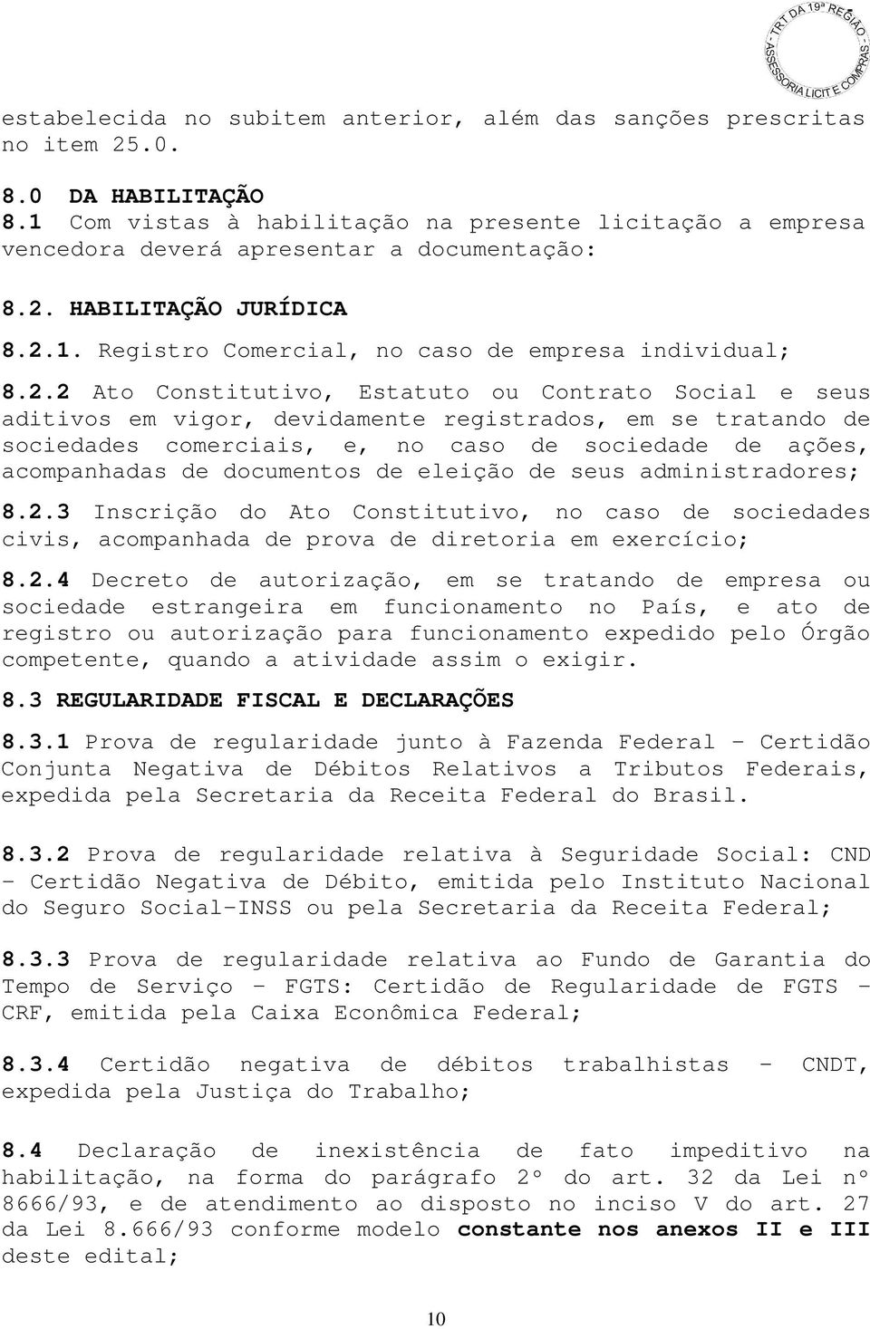 HABILITAÇÃO JURÍDICA 8.2.