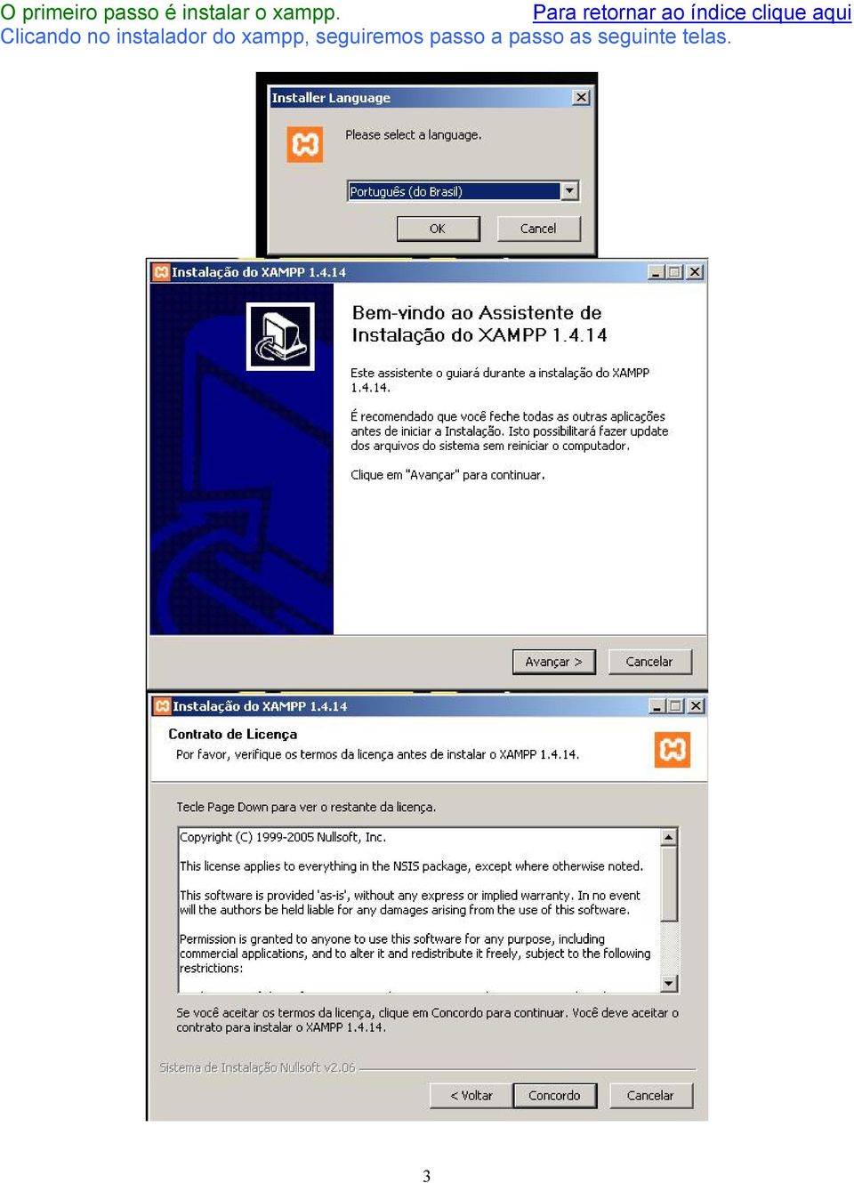 Clicando no instalador do xampp,