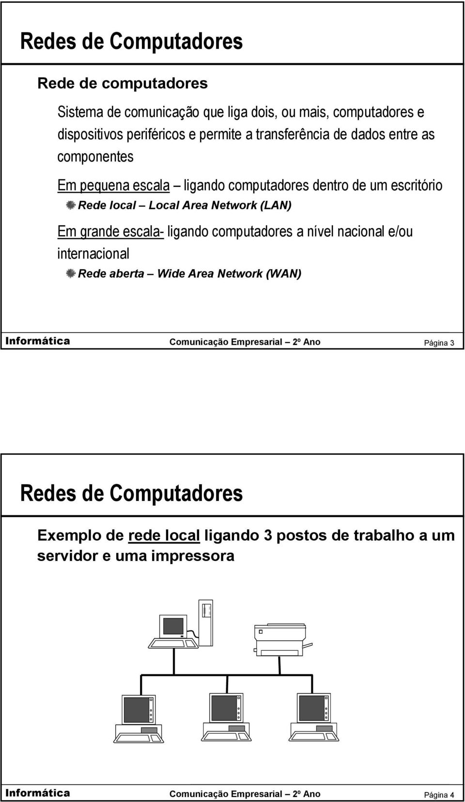 Local Area Network (LAN) Em grande escala- ligando computadores a nível nacional e/ou internacional Rede aberta Wide Area Network