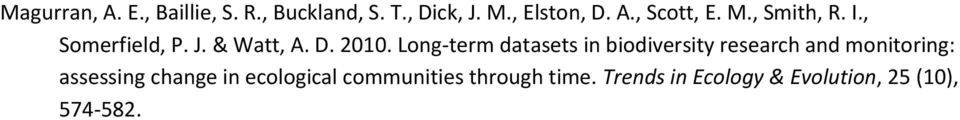 Long-term datasets in biodiversity research and monitoring: assessing change