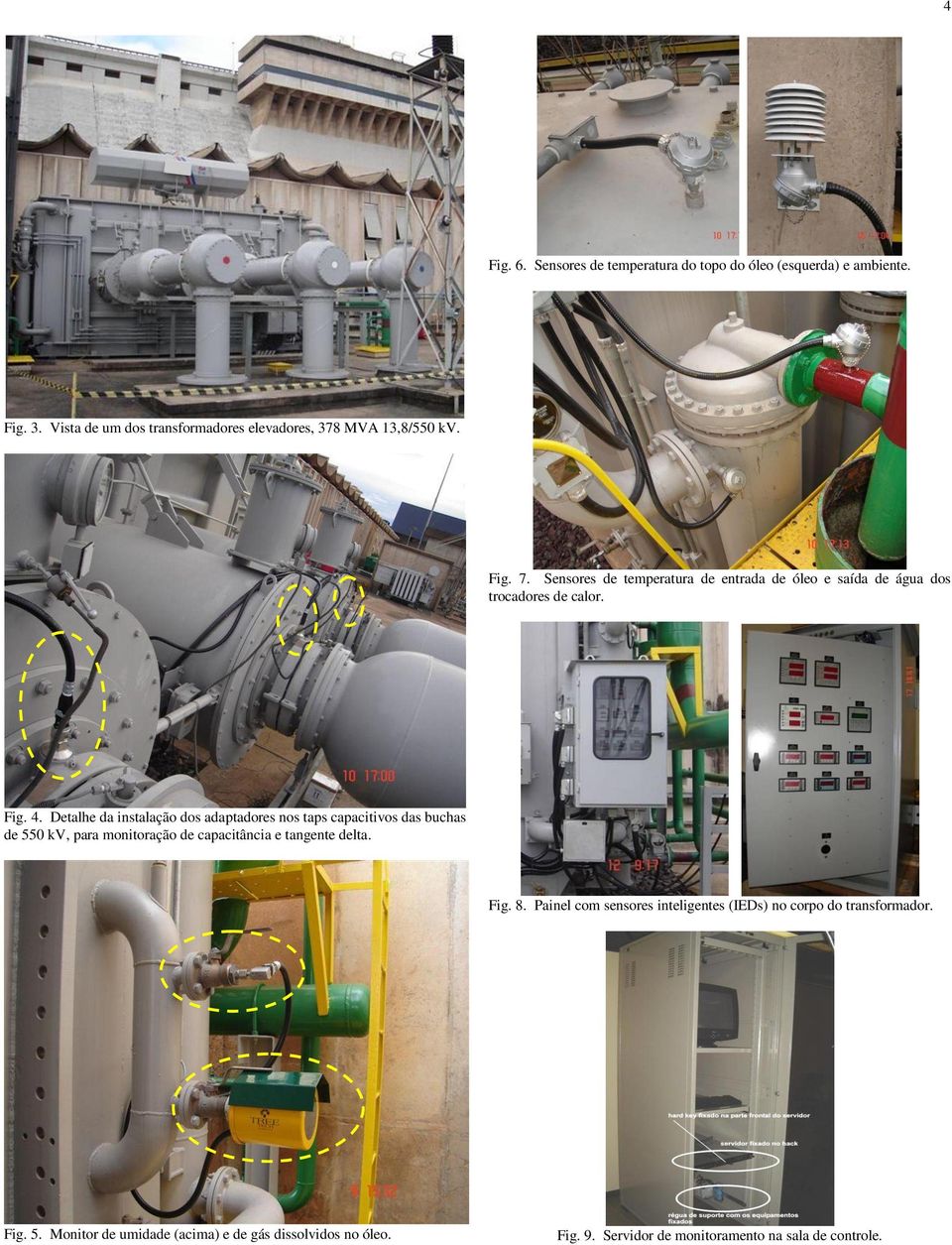 Sensores de temperatura de entrada de óleo e saída de água dos trocadores de calor. Fig. 4.