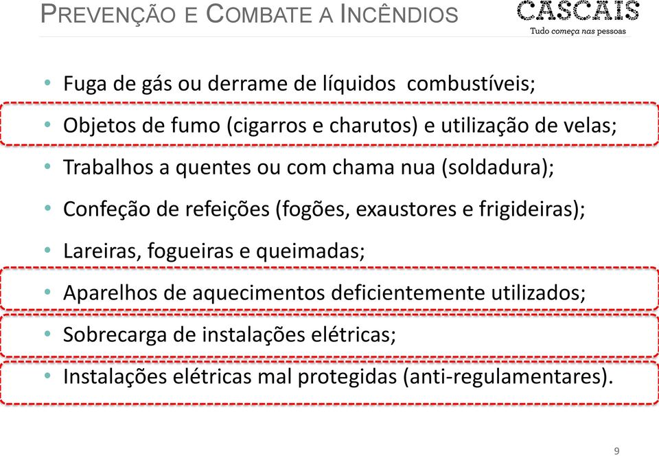 exaustores e frigideiras); Lareiras, fogueiras e queimadas; Aparelhos de aquecimentos