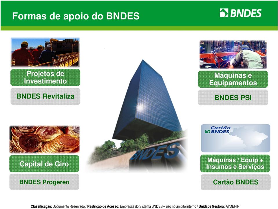 Equipamentos BNDES PSI Capital de Giro BNDES