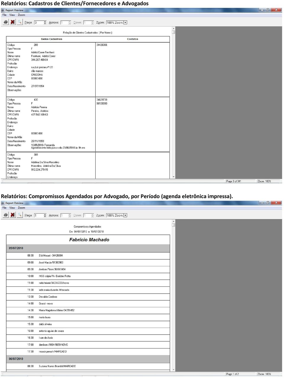 Relatórios: Compromissos Agendados