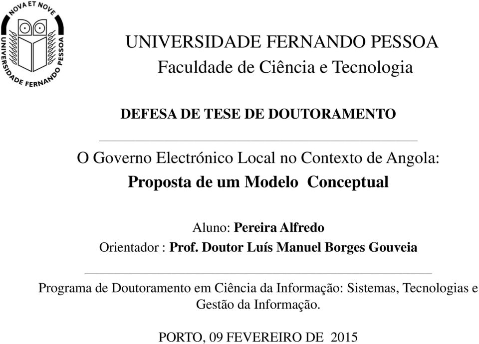Pereira Alfredo Orientador : Prof.