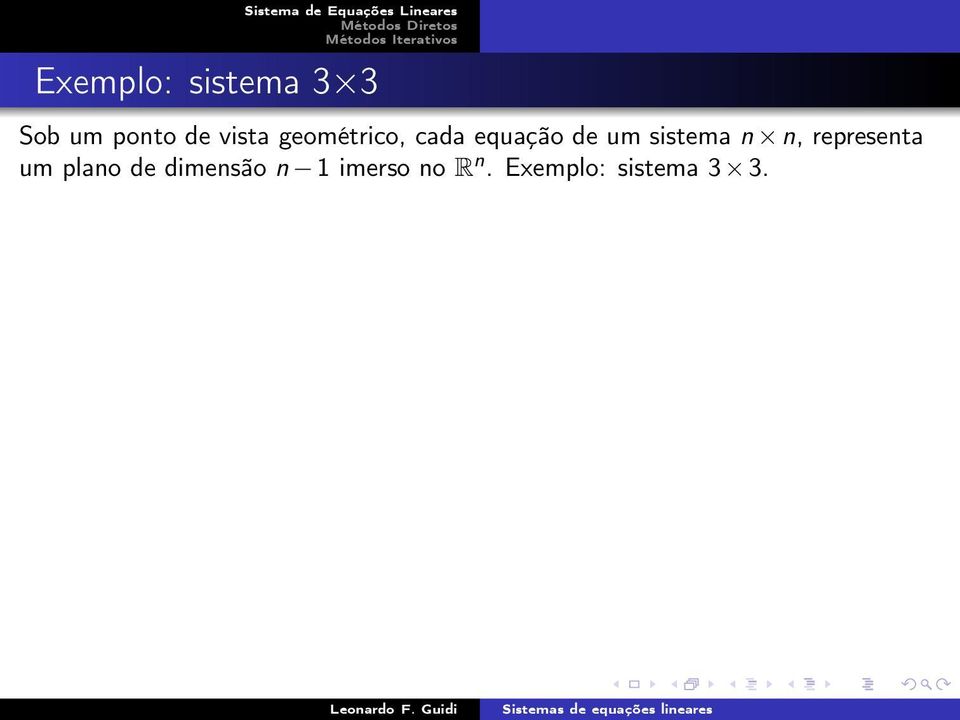 sistema n n, representa um plano de