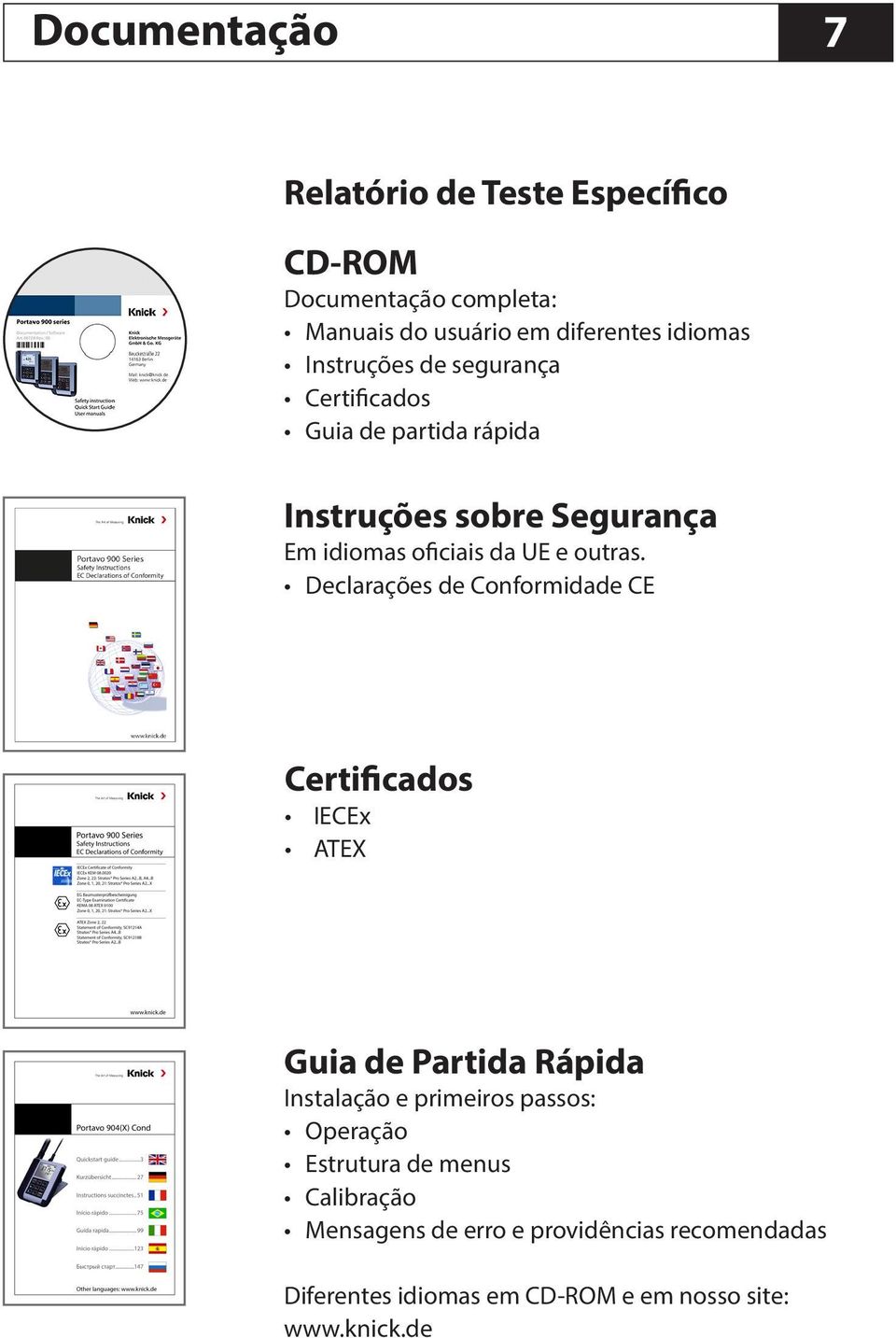 Declarações de Conformidade CE Certificados IECEx ATEX Guia de Partida Rápida Instalação e primeiros passos: Operação