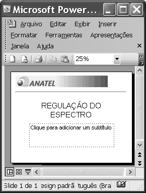 QUESTÃO 15 - A figura acima mostra uma janela do PowerPoint 2002, com um slide de uma apresentação. Com relação a essa janela e ao PowerPoint 2002, assinale a opção correta.