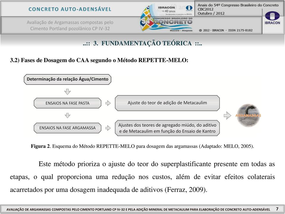 Este método prioriza o ajuste do teor do superplastificante presente em todas as etapas, o qual proporciona uma redução nos custos, além de