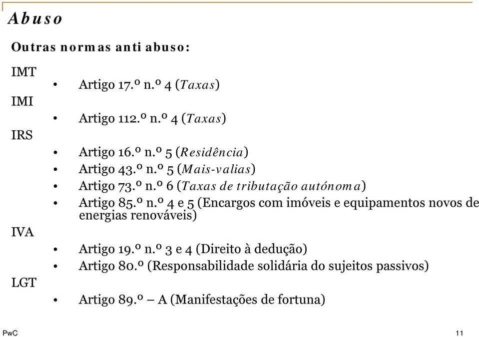 º n. º 4 e 5 (Encargos com imóveis e equipamentos novos de energias renováveis) Artigo 19.º n.º 3 e 4 (Direito à dedução) Artigo 80.