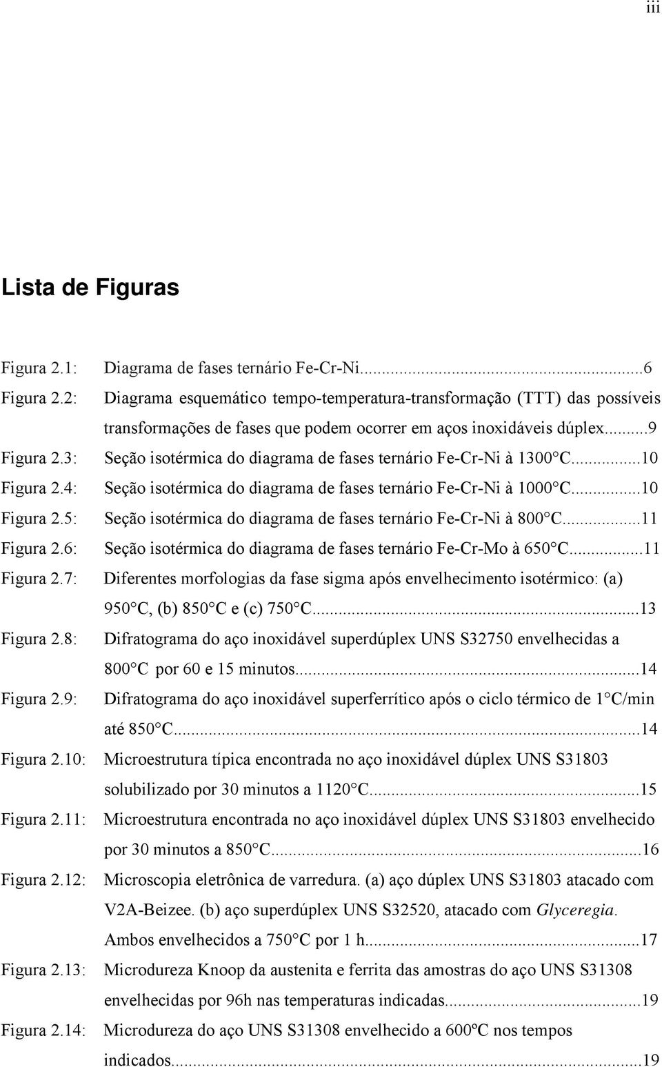 ..9 Seção isotérmica do diagrama de fases ternário Fe-Cr-Ni à 1300 C...10 Seção isotérmica do diagrama de fases ternário Fe-Cr-Ni à 1000 C.