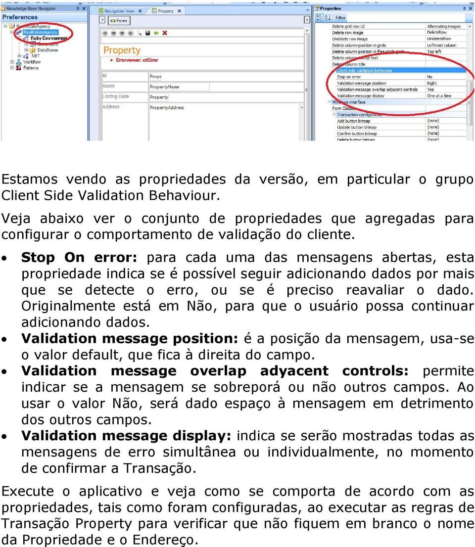 Stop On error: para cada uma das mensagens abertas, esta propriedade indica se é possível seguir adicionando dados por mais que se detecte o erro, ou se é preciso reavaliar o dado.