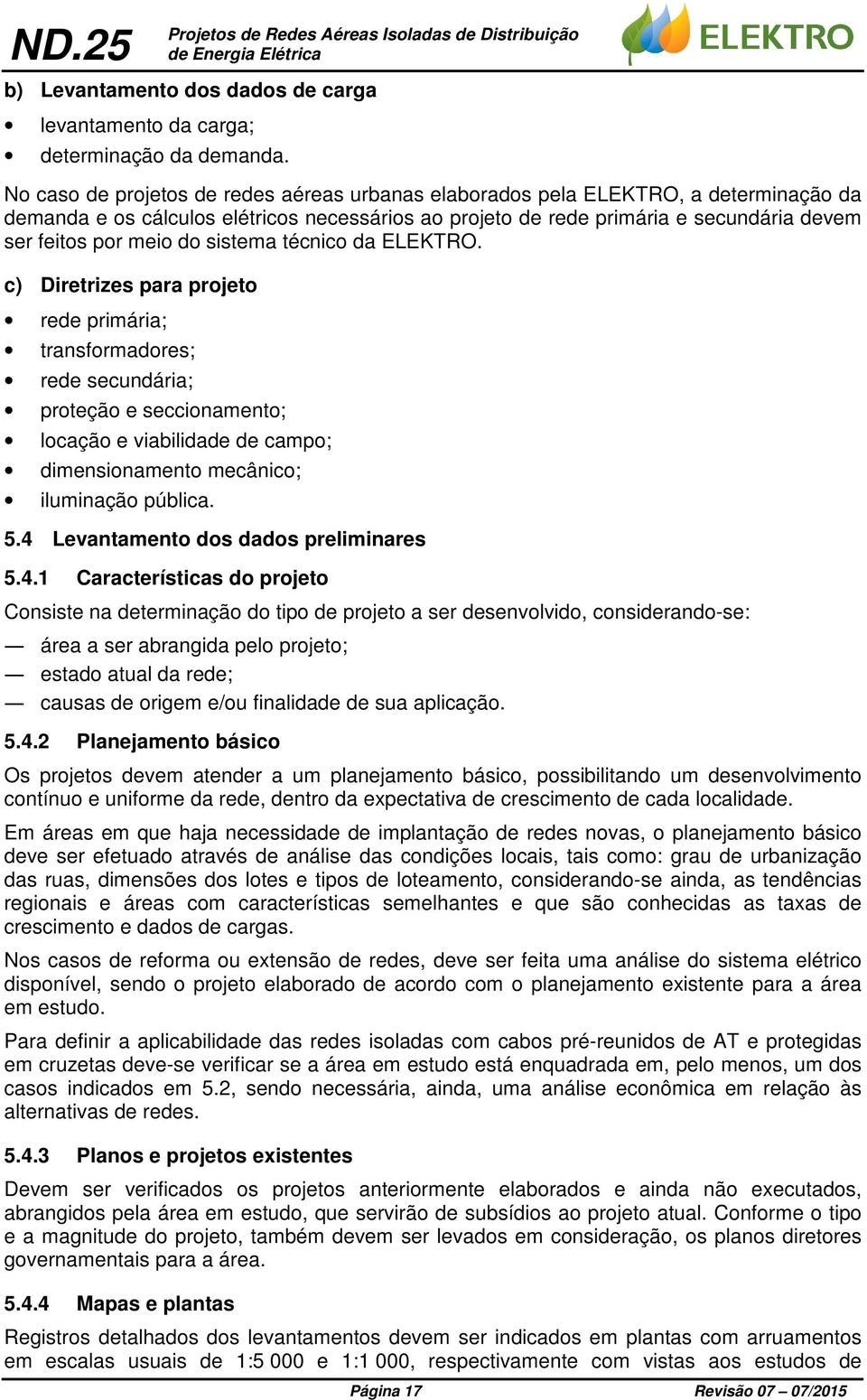 do sistema técnico da ELEKTRO.