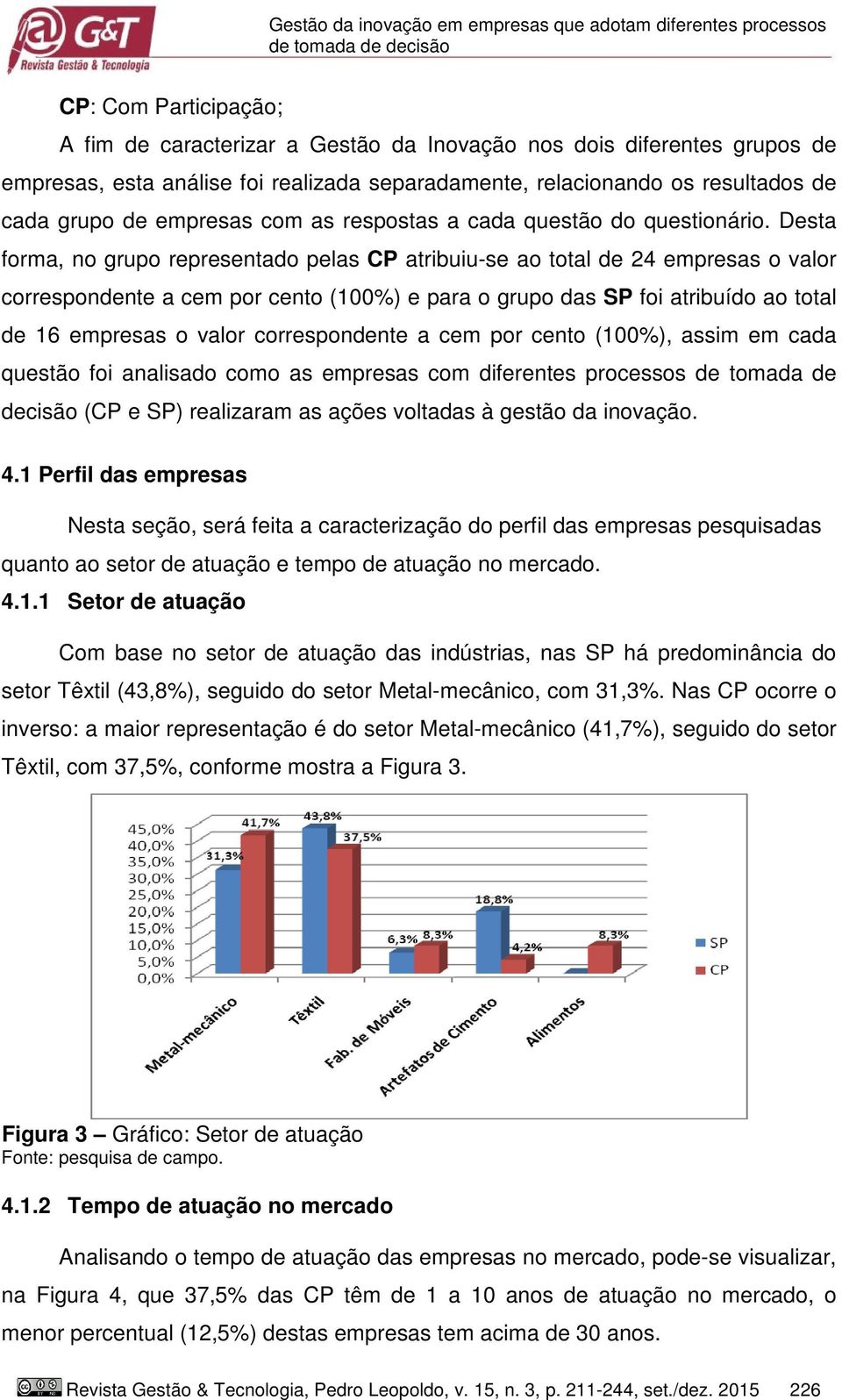 Desta forma, no grupo representado pelas CP atribuiu-se ao total de 24 empresas o valor correspondente a cem por cento (100%) e para o grupo das SP foi atribuído ao total de 16 empresas o valor