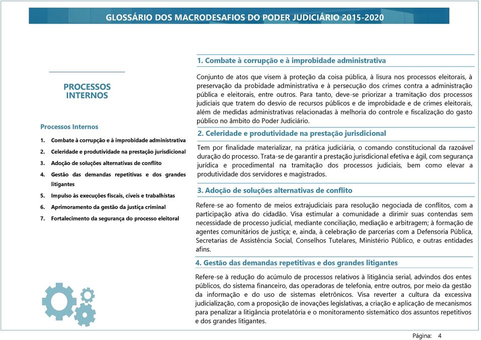 Impulso às execuções fiscais, cíveis e trabalhistas 6. Aprimoramento da gestão da justiça criminal 7.