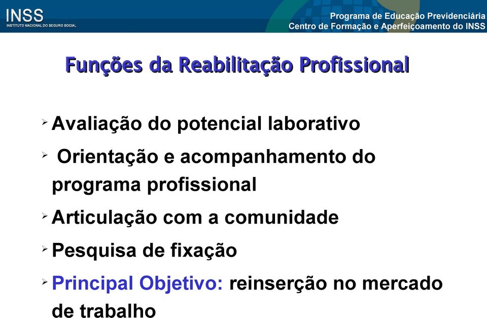 programa profissional Articulação com a comunidade