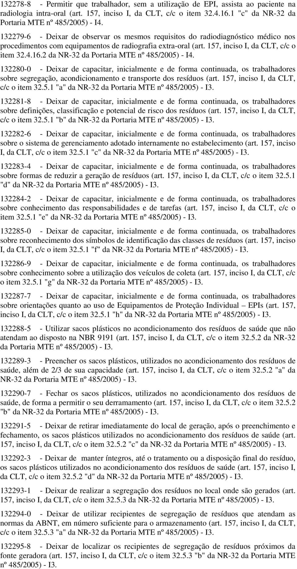 157, inciso I, da CLT, c/c o item 32.4.16.