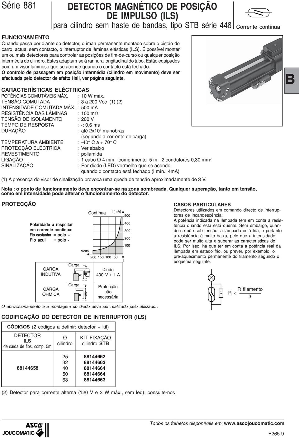 Estes adaptam-se à ranhura longitudinal do tubo. Estão equipados com um visor luminoso que se acende quando o contacto está fechado.