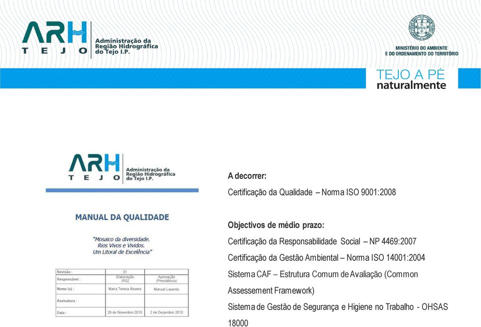 Ambiental Norma ISO 14001:2004 Sistema CAF Estrutura Comum de Avaliação (Common
