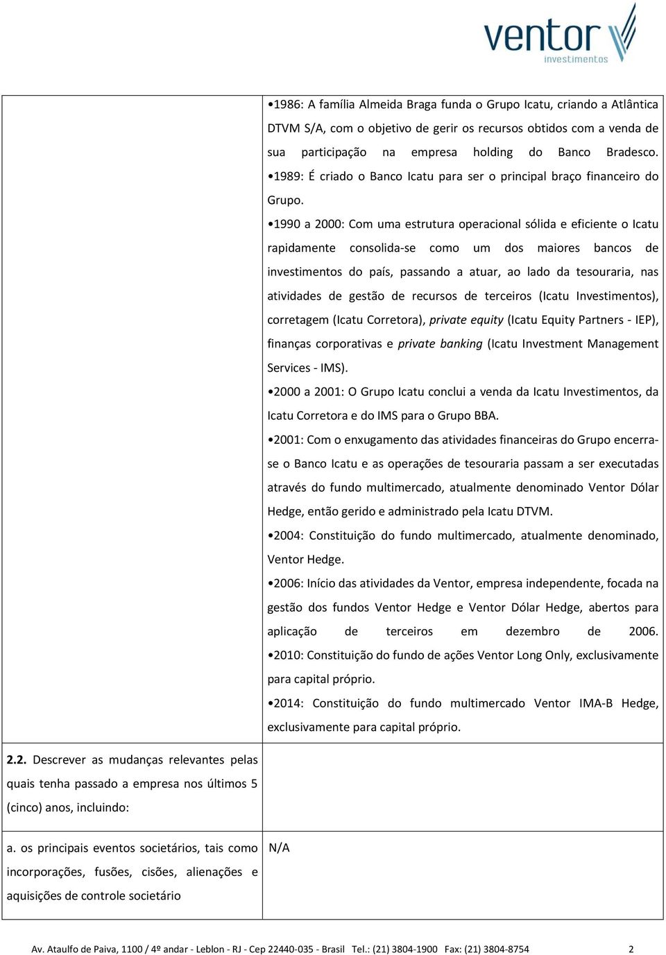 1990 a 2000: Com uma estrutura operacional sólida e eficiente o Icatu rapidamente consolida-se como um dos maiores bancos de investimentos do país, passando a atuar, ao lado da tesouraria, nas