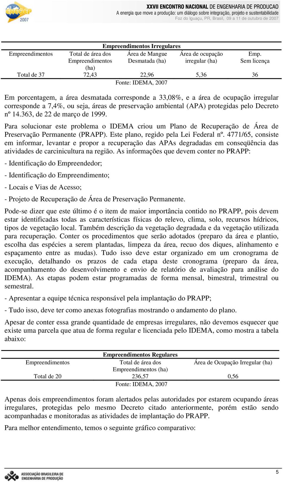 ambiental (APA) protegidas pelo Decreto nº 14.363, de 22 de março de 1999. Para solucionar este problema o IDEMA criou um Plano de Recuperação de Área de Preservação Permanente (PRAPP).