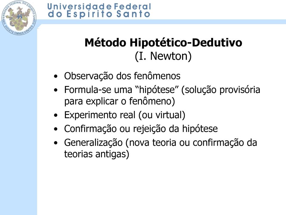 provisória para explicar o fenômeno) Experimento real (ou