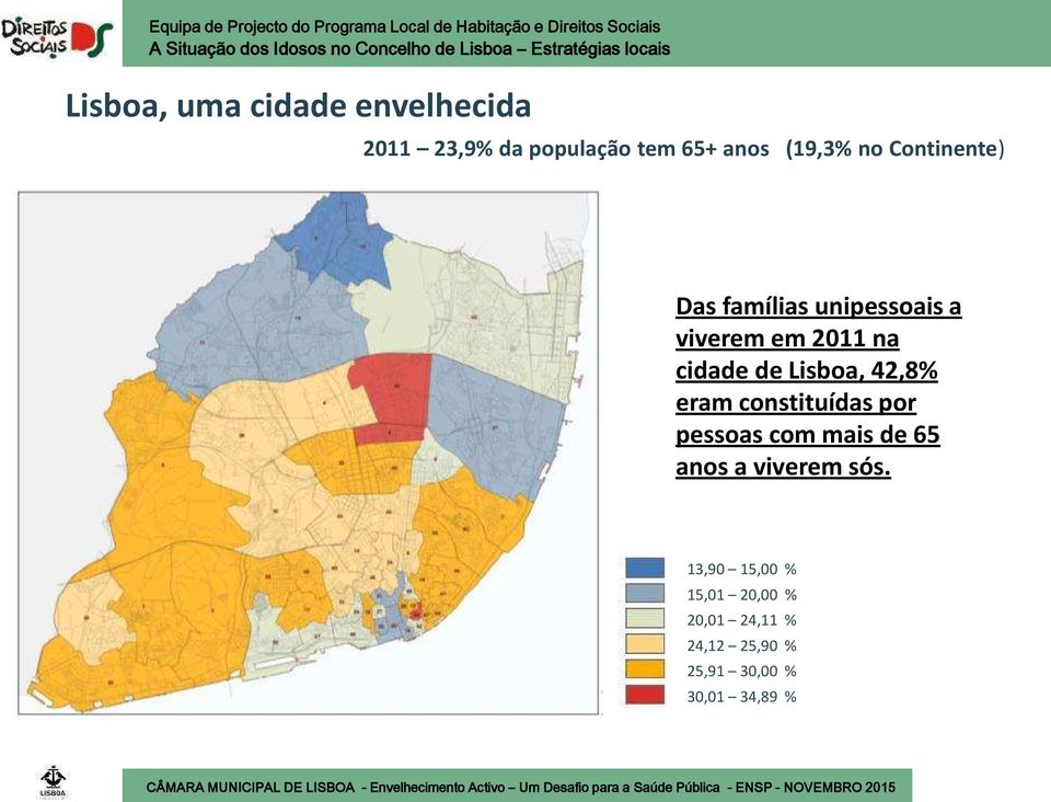 Lisboa, 42,8% eram constituídas por pessoas com mais de 65 anos a viverem