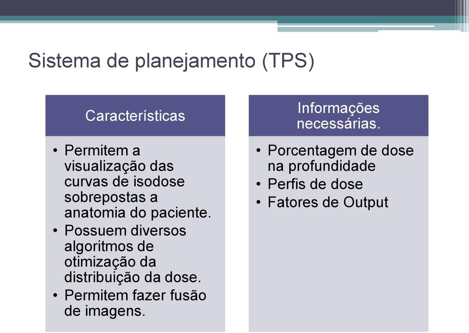 Possuem diversos algoritmos de otimização da distribuição da dose.