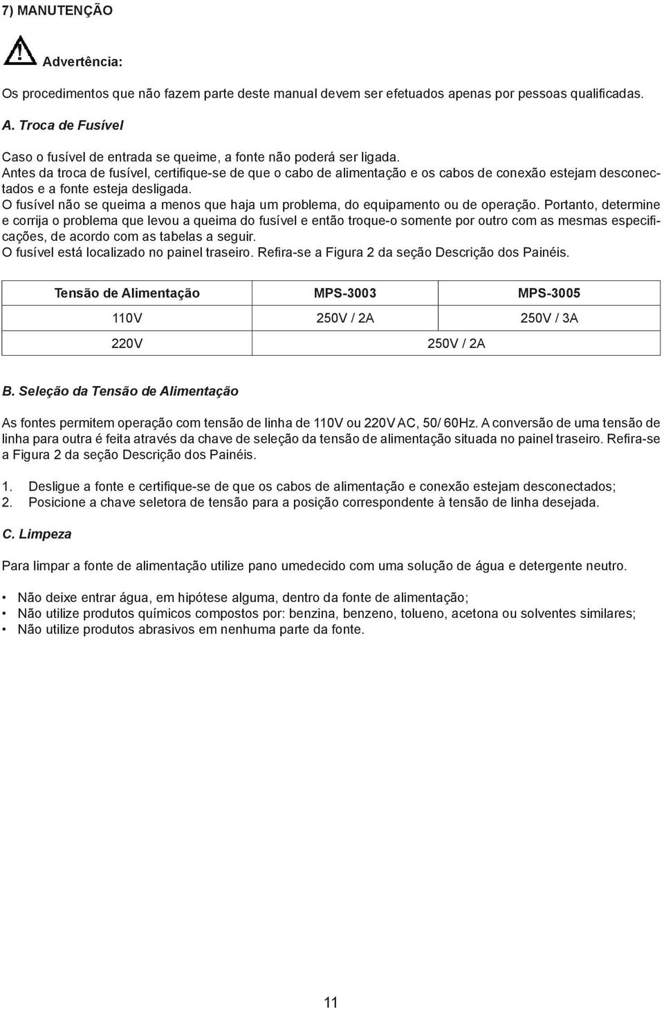 O fusível não se queima a menos que haja um problema, do equipamento ou de operação.