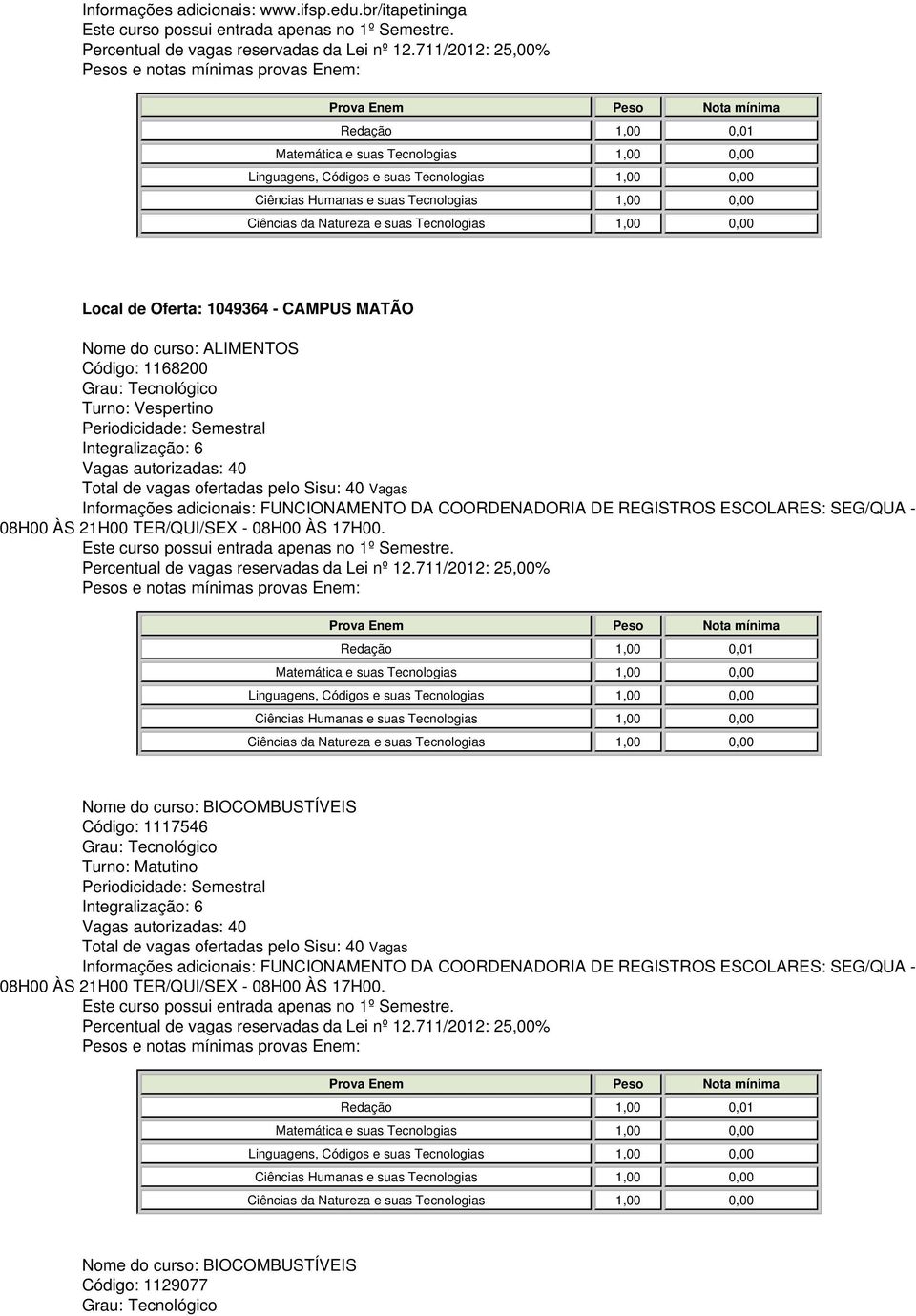 adicionais: FUNCIONAMENTO DA COORDENADORIA DE REGISTROS ESCOLARES: SEG/QUA - 08H00 ÀS 21H00 TER/QUI/SEX - 08H00 ÀS 17H00.