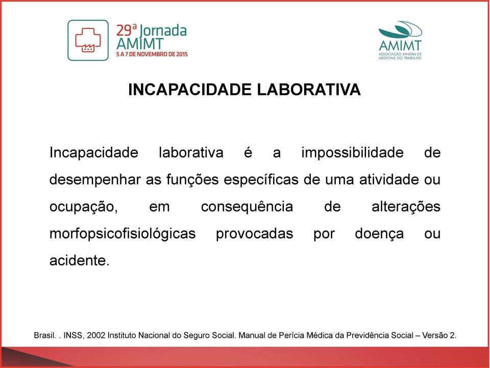 morfopsicofisiológicas provocadas por doença ou acidente. Brasil.