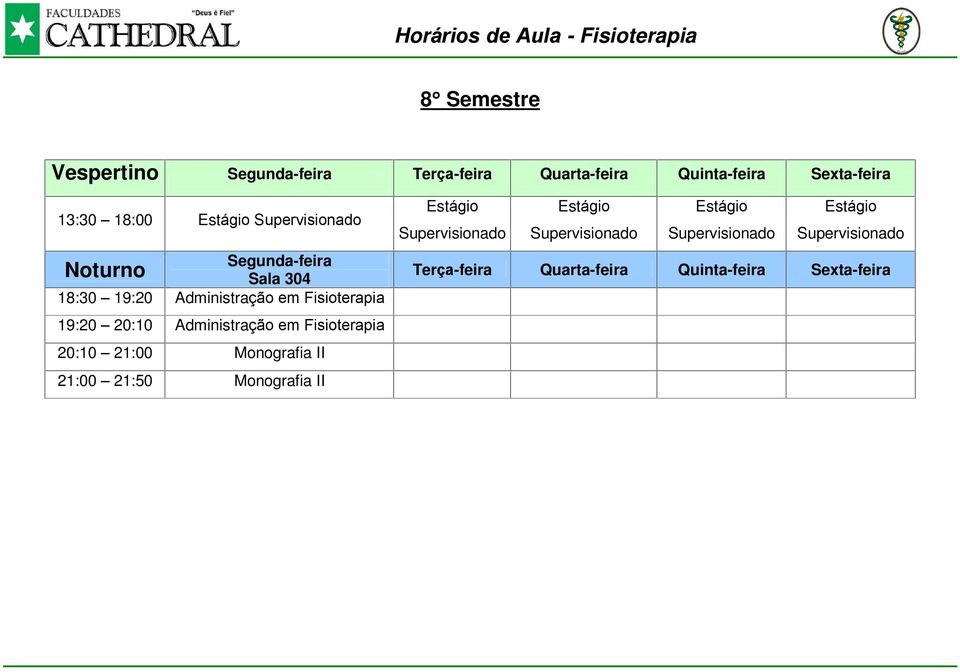 em Fisioterapia 20:10 21:00 Monografia II 21:00 21:50