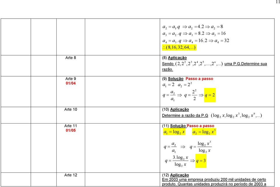 G (log x,log x,log x 9,...) Arte 0/0 () olução Psso psso log x log x q log q log.