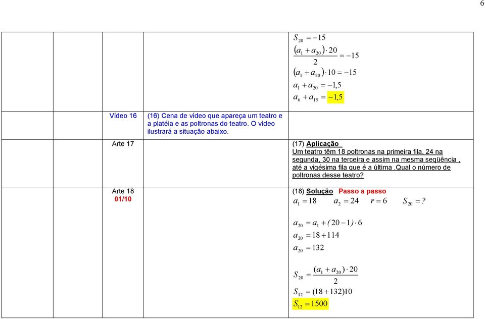 0 ( + ) ( + ) + 0 0 0 0 0, 6 +, Arte 7 (7) Aplicção Um tetro têm poltros primeir fil,