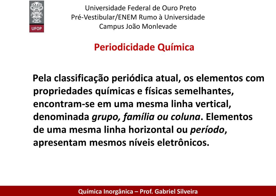 mesma linha vertical, denminada grup, família u cluna.