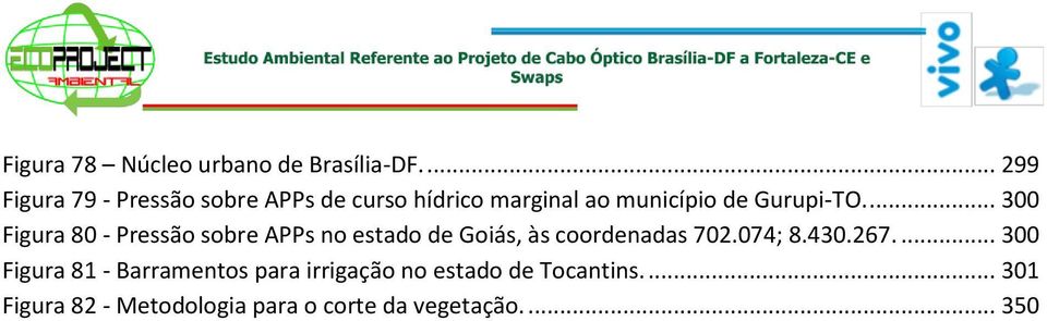 ... 300 Figura 80 - Pressão sobre APPs no estado de Goiás, às coordenadas 702.074; 8.430.
