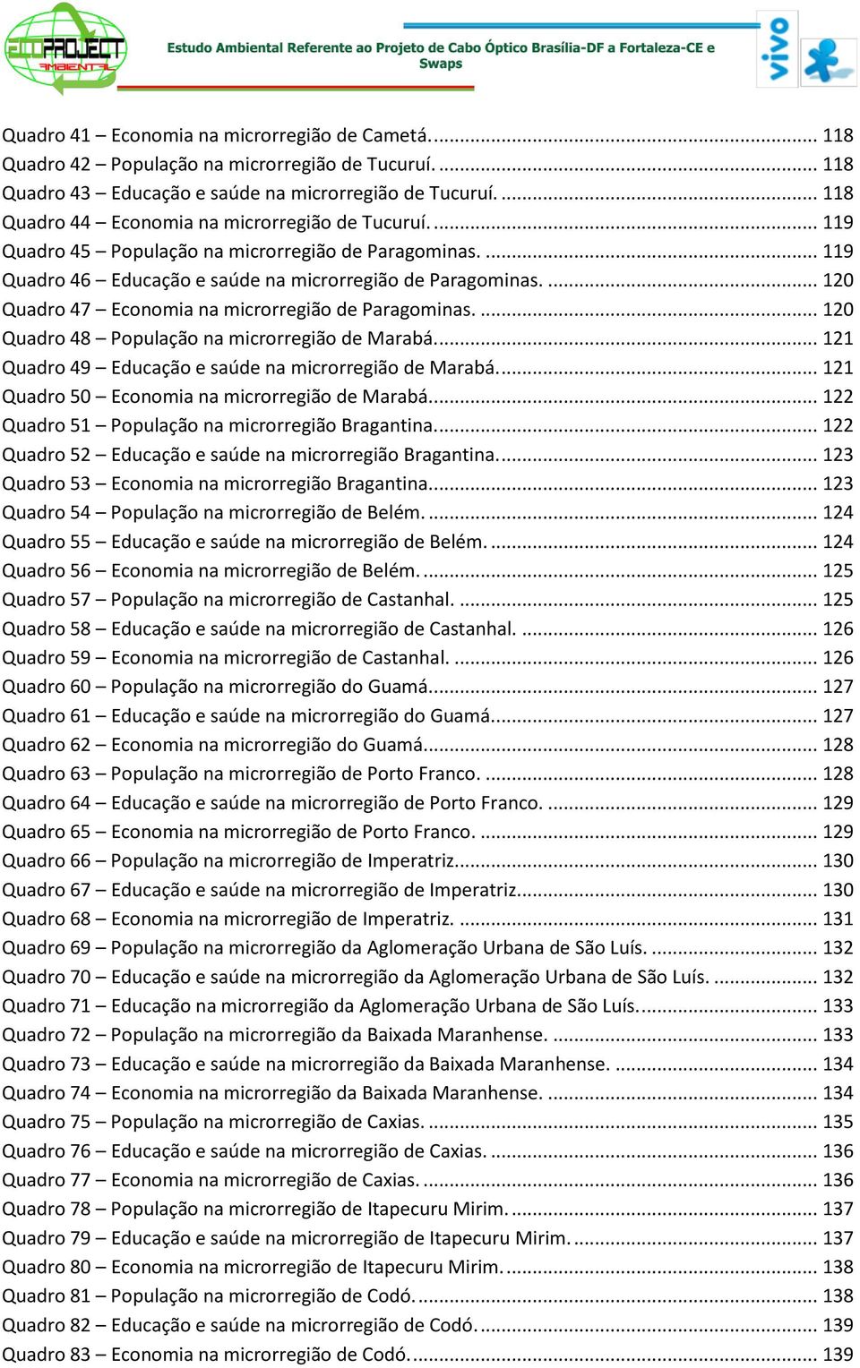 ... 120 Quadro 47 Economia na microrregião de Paragominas.... 120 Quadro 48 População na microrregião de Marabá.... 121 Quadro 49 Educação e saúde na microrregião de Marabá.