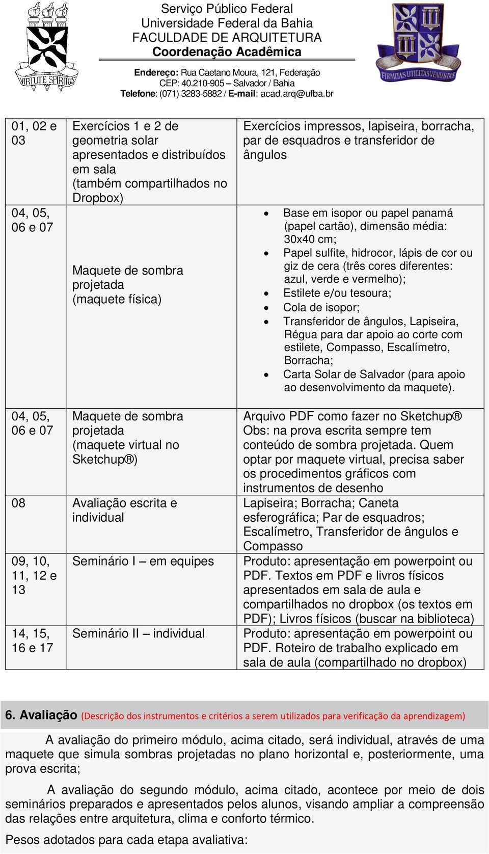 cera (três cores diferentes: azul, verde e vermelho); Estilete e/ou tesoura; Cola de isopor; Transferidor de ângulos, Lapiseira, Régua para dar apoio ao corte com estilete, Compasso, Escalímetro,