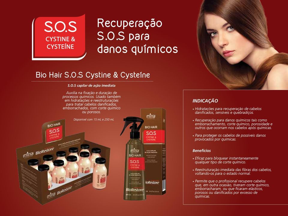 Disponível com 15 ml e 250 ml Indicação Hidratações para recuperação de cabelos danificados, sensíveis e quebradiços.