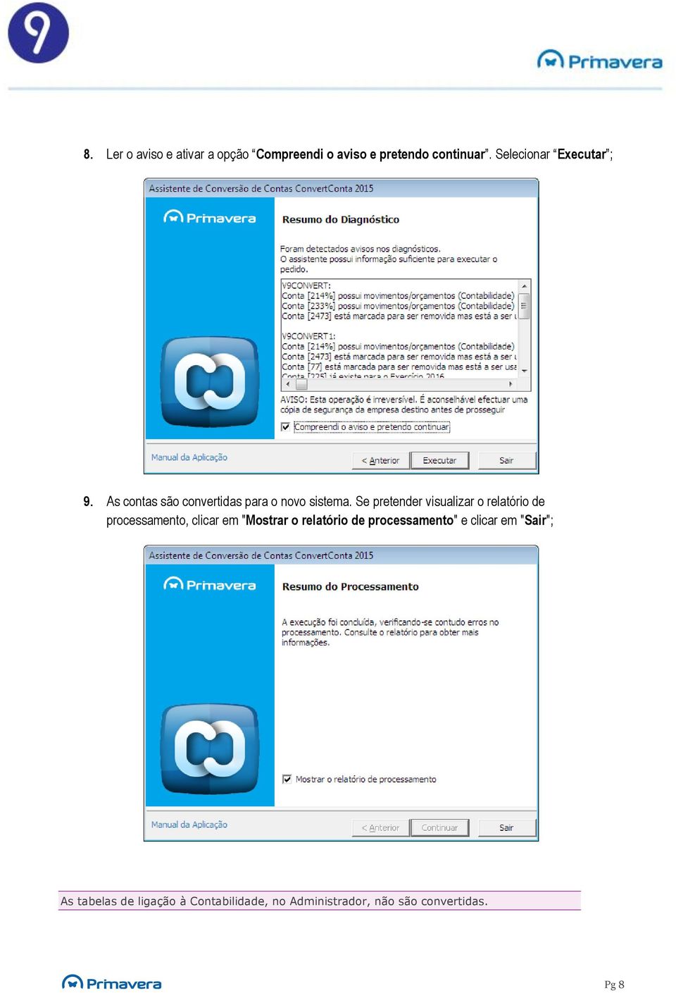 Se pretender visualizar o relatório de processamento, clicar em "Mostrar o relatório de