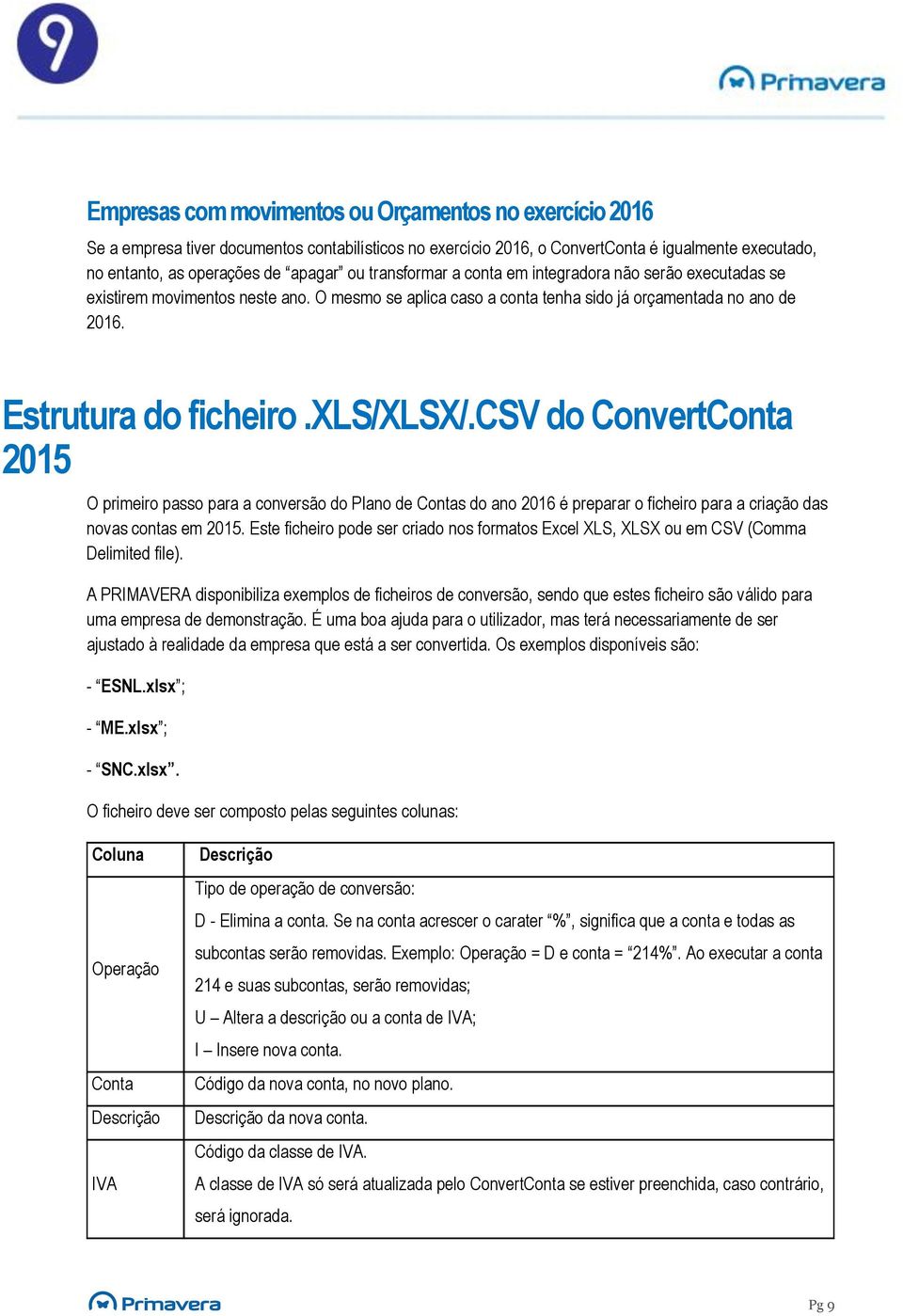 csv do ConvertConta 2015 O primeiro passo para a conversão do Plano de Contas do ano 2016 é preparar o ficheiro para a criação das novas contas em 2015.