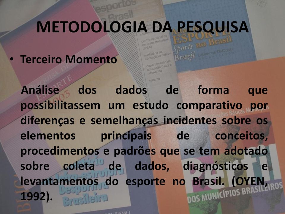 sobre os elementos principais de conceitos, procedimentos e padrões que se tem